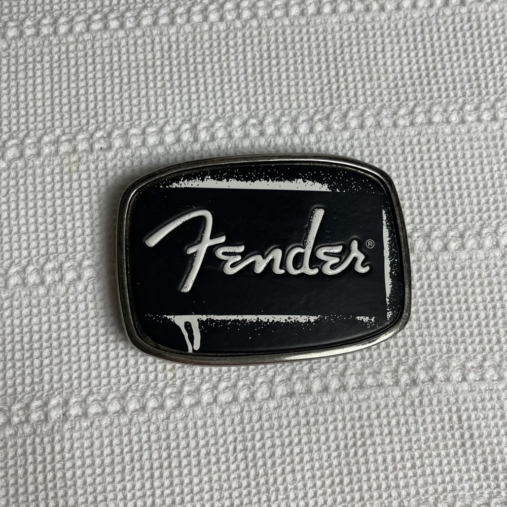 Fender Guitar Electric Belt Buckle Rocker Hard Rock Metal Music‎ Black White